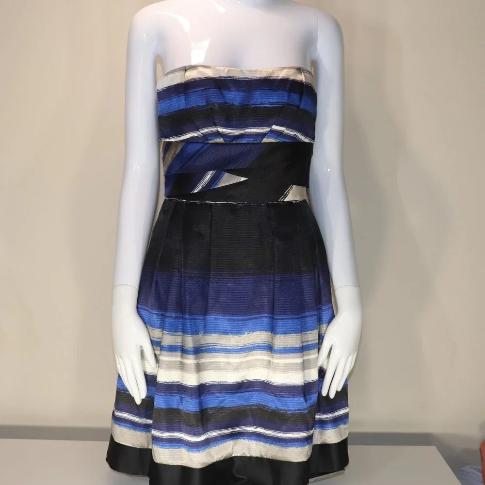 Max and Cleo Striped Satin Dress Size 2